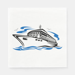 Cruise Ship on Ocean Waves Nautical Travel Napkin