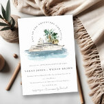 Cruise Ship Palm Seascape Any Year Anniversary Invitation<br><div class="desc">Dusky Cruise Ship Palm Seascape Theme Collection.- it's an elegant script watercolor Illustration of watercolor cruise ship with palm and greenery, perfect for your coastal beachy cruise wedding & parties. It’s very easy to customise, with your personal details. If you need any other matching product or customisation, kindly message via...</div>