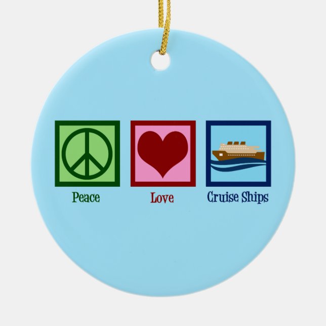 Cruise Ship Peace Love Cruises Ceramic Tree Decoration (Front)