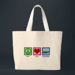 Cruise Ship Peace Love Cruises Large Tote Bag<br><div class="desc">Peace Love Cruise Ships. A cute cruise line gift for a worker on a cruise ship going on an ocean voyage. Cool cruising crew gear.</div>