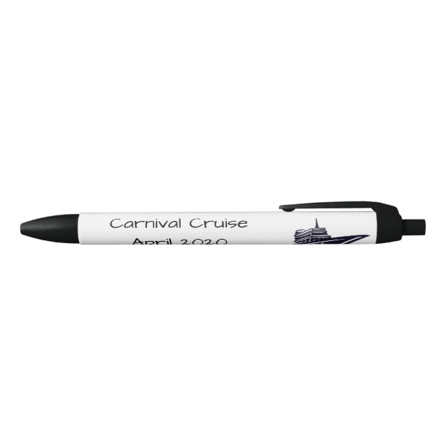 Cruise Ship Personalised Family Friends Gift Black Ink Pen (Top)