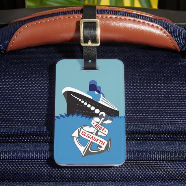 Cruise Ship Personalised Travel Luggage Tag (Front Insitu 2)