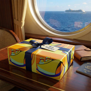 Cruise Ship Pop Art Vibrant Ocean Travel Wrapping Paper