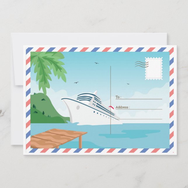 Cruise Ship Save the Date Postcard/ Invitation (Front)