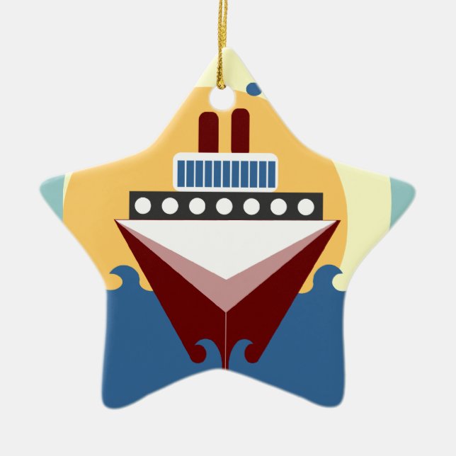Cruise Ship Sunrise Double Sided Star Ornament (Front)