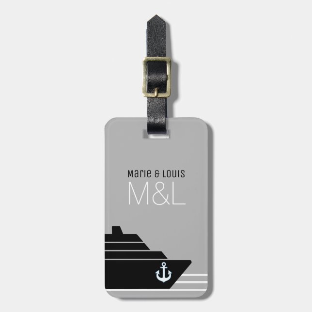 Cruise Ship Travel Personalised Luggage Tag (Front Vertical)