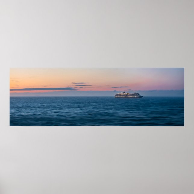 Cruise Ship under an Alaskan Sunset Poster (Front)