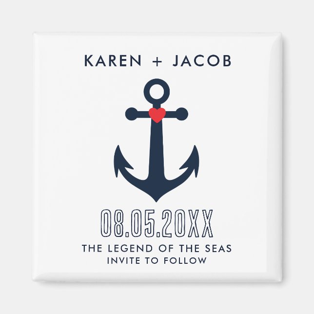 Cruise Ship Wedding Anchor Save the Date Magnet (Front)