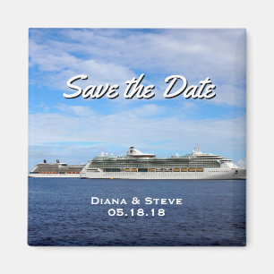 Cruise Ship Wedding Favour   Nautical Save the Dat Magnet