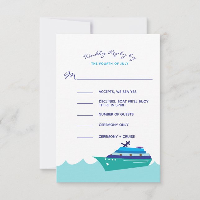 Cruise Ship Wedding RSVP Card (Front)