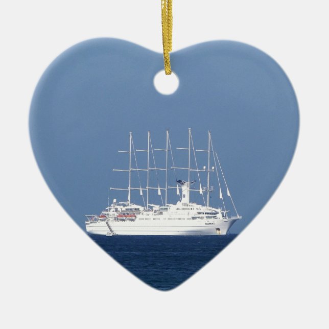 Cruise Ship With Sails Ceramic Tree Decoration (Front)