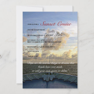 © Cruise Ship Yacht Boat Sunset Party Invitation