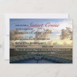 © Cruise Ship Yacht Boat Sunset Party Invitation