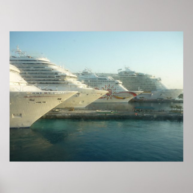 Cruise Ships at Sunrise Poster (Front)