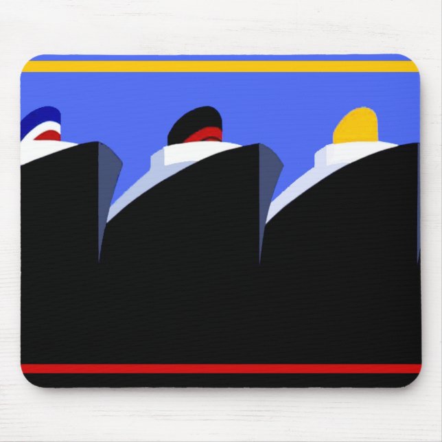 Cruise Ships Vintage Poster Ocean Liner Mouse Mat (Front)