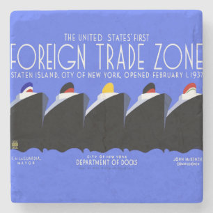 Cruise Ships Vintage Poster Ocean Liner Stone Coaster