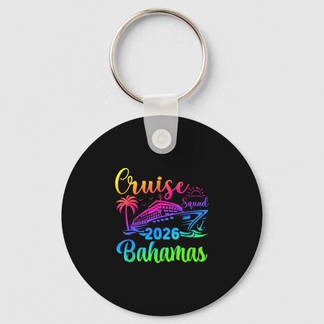 Cruise squad 2026 bahamas ship rainbow gradient key ring (Front)