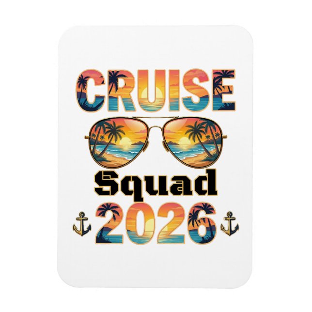 Cruise Squad 2026 - Retro Sunset Magnet (Vertical)