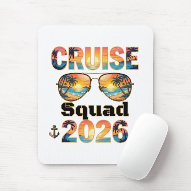 Cruise Squad 2026 - Retro Sunset Mouse Mat (With Mouse)