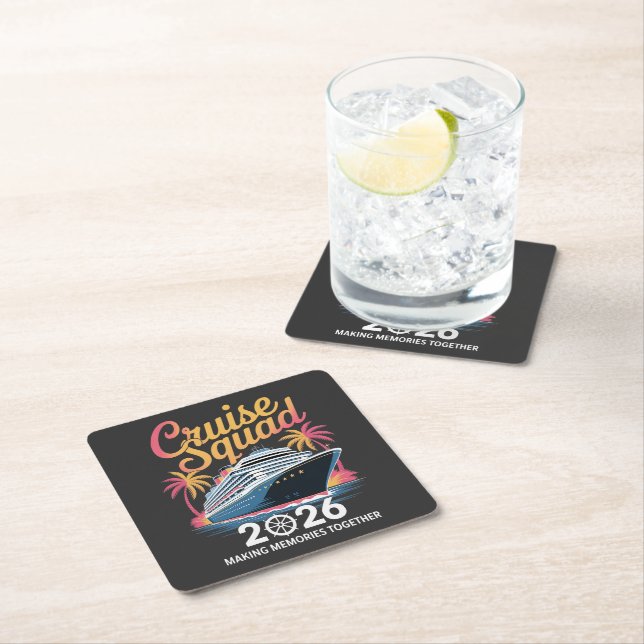 Cruise Squad 2026 Summer Vacation Square Paper Coaster (Insitu)