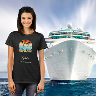 Cruise squad black retro monogram name T-Shirt