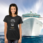 Cruise squad black white monogram name T-Shirt<br><div class="desc">A black background,  decorted with a cruise ship and the text: Cruise Squad.  Personalise and add your monogram initials and full name.</div>