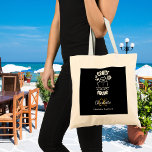 Cruise squad black white monogram name tote bag<br><div class="desc">A black background,  decorted with a cruise ship and the text: Cruise Squad.  Personalise and add your monogram initials and full name. 
Back: no design</div>