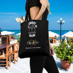 Cruise squad black white monogram name tote bag<br><div class="desc">A black background,  decorted with a cruise ship and the text: Cruise Squad.  Personalise and add your monogram initials and full name.</div>