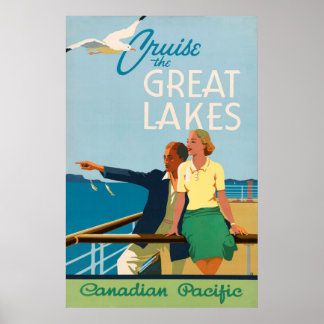 Cruise the Great Lakes Vintage Travel Poster