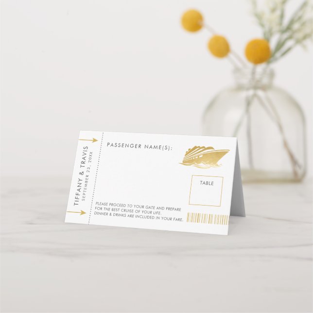 Cruise Ticket Boarding Pass Place Escort Card (Front)