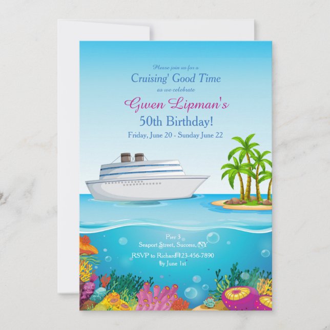Cruise to Paradise Invitation Customised (Front)