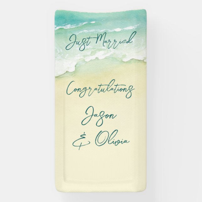 Cruise Tropical Beach Wedding Congratulations Banner (Vertical)