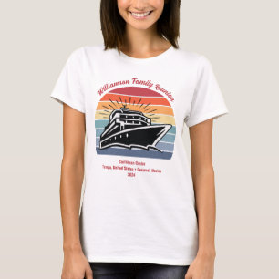 Cruise Vacation Retro Sunset Summer Family Reunion T-Shirt