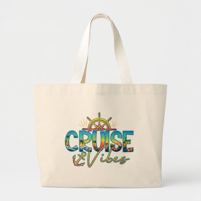 Cruise Vibes Beach Nautical Tote Bag (Front)