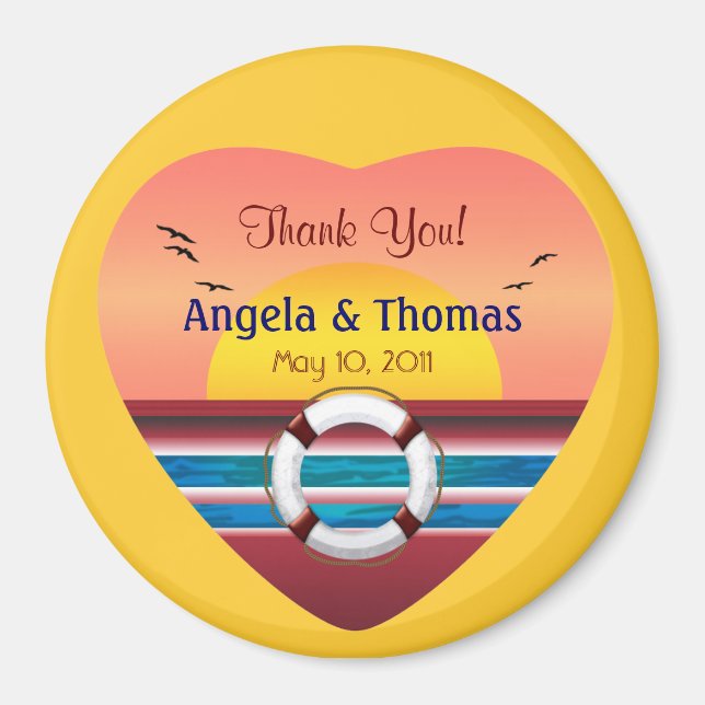 Cruise Wedding Personalised Favour Magnet (Front)