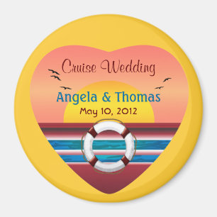 Cruise Wedding Personalised Round Favour Magnet