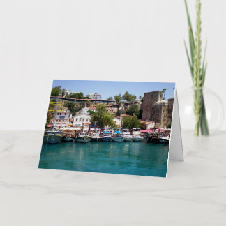 Cruise yachts near the port of Antalya Foil Greeting Card