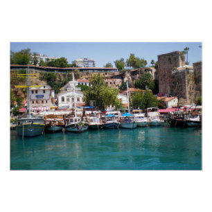 Cruise yachts near the port of Antalya Poster