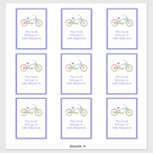 Cruiser Bike Bookplate Sticker