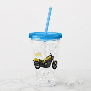 Cruiser motorcycle cartoon illustration acrylic tumbler