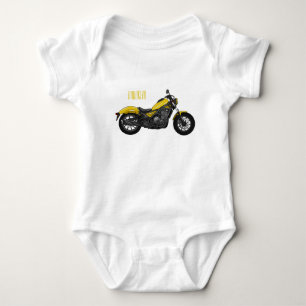 Cruiser motorcycle cartoon illustration baby bodysuit