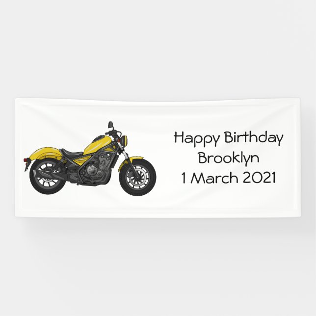 Cruiser motorcycle cartoon illustration banner (Horizontal)
