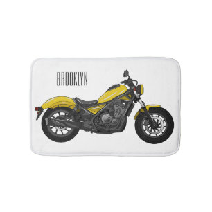 Cruiser motorcycle cartoon illustration bath mat