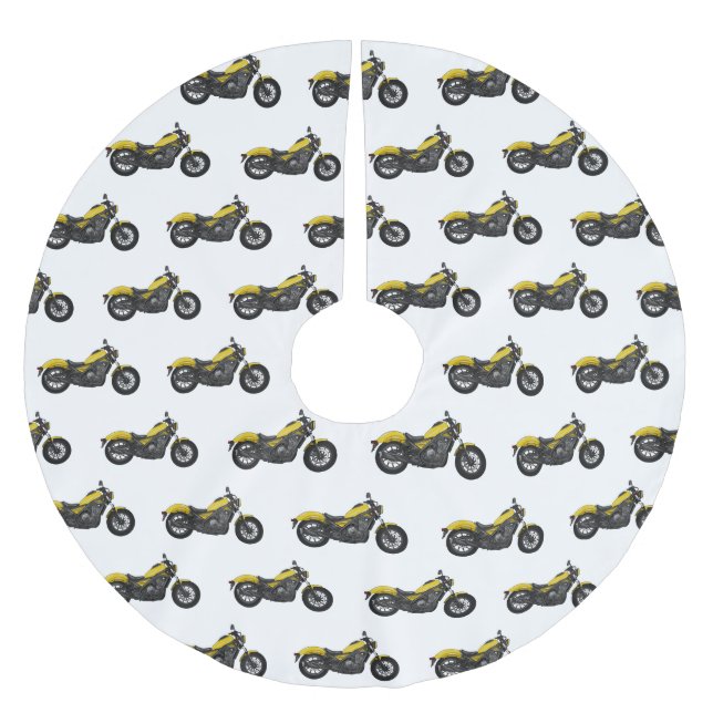 Cruiser motorcycle cartoon illustration brushed polyester tree skirt (Front)