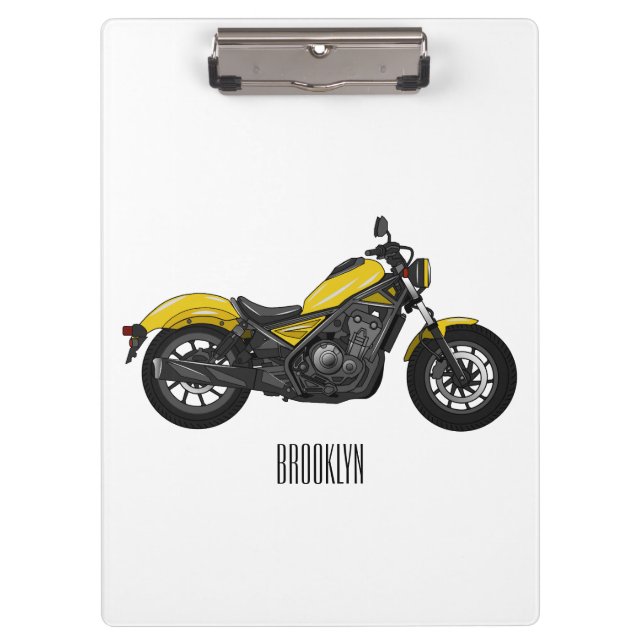 Cruiser motorcycle cartoon illustration clipboard (Front)