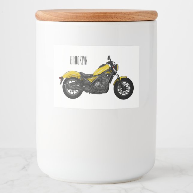 Cruiser motorcycle cartoon illustration food label (Front)