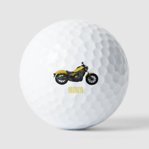 Cruiser motorcycle cartoon illustration golf balls