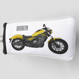 Cruiser motorcycle cartoon illustration golf head cover