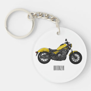 Cruiser motorcycle cartoon illustration  key ring