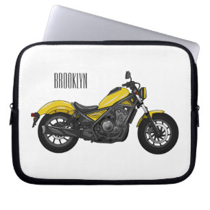 Cruiser motorcycle cartoon illustration laptop sleeve